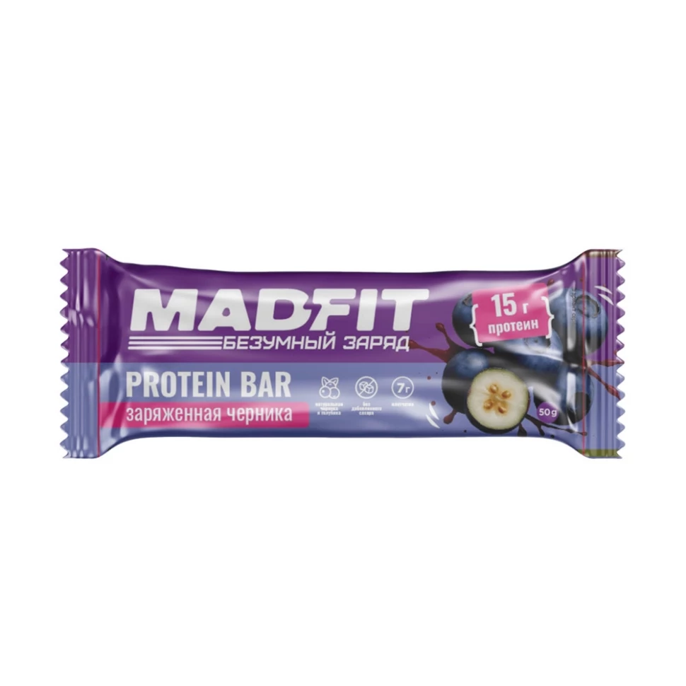 Mad Fit Батончик неглазированный "Черника-голубика" 50г