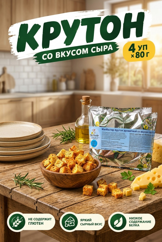 Безглютеновый крутон со вкусом сыр МакМастер, 80 гр