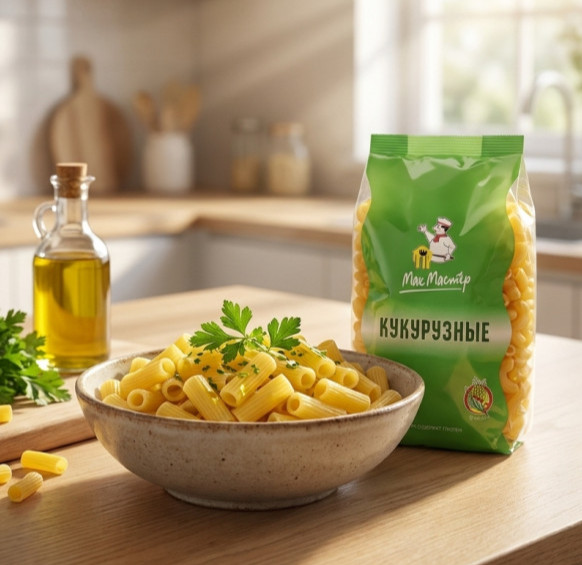 Макаронные изделия "МакМастер" кукурузные рифленая  трубочка (300гр)