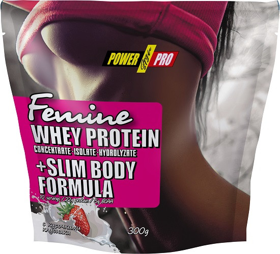 Power Pro Femine Whey Protein + Slim Body Formula 300 гр, с кусочками клубники