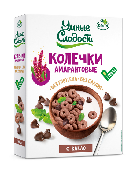 Колечки без глютена «Умные сладости» амарантовые с какао, 150 г
