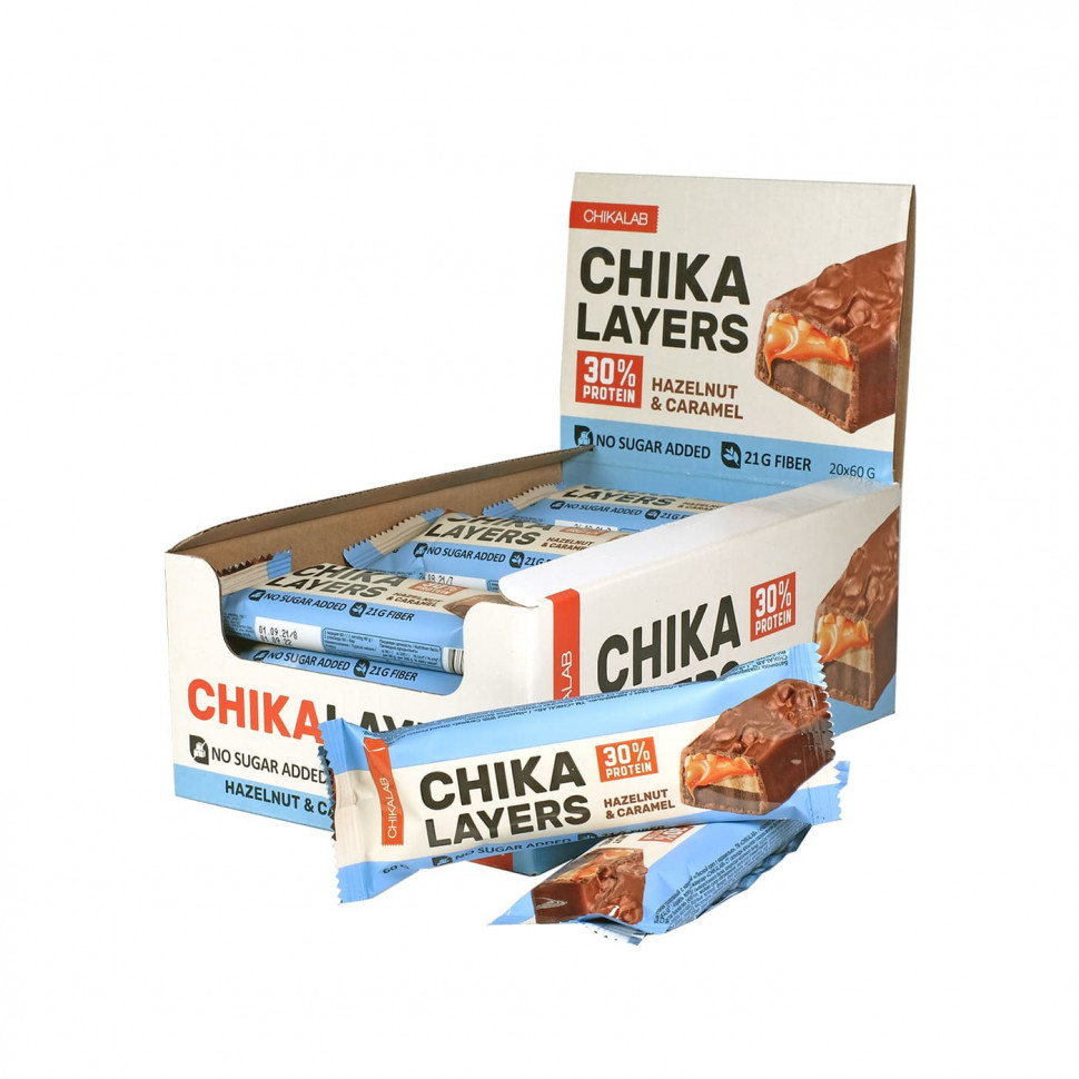 Протеиновый батончик Chikalab Chika Layers (Hazelnut & Caramel) 60 г