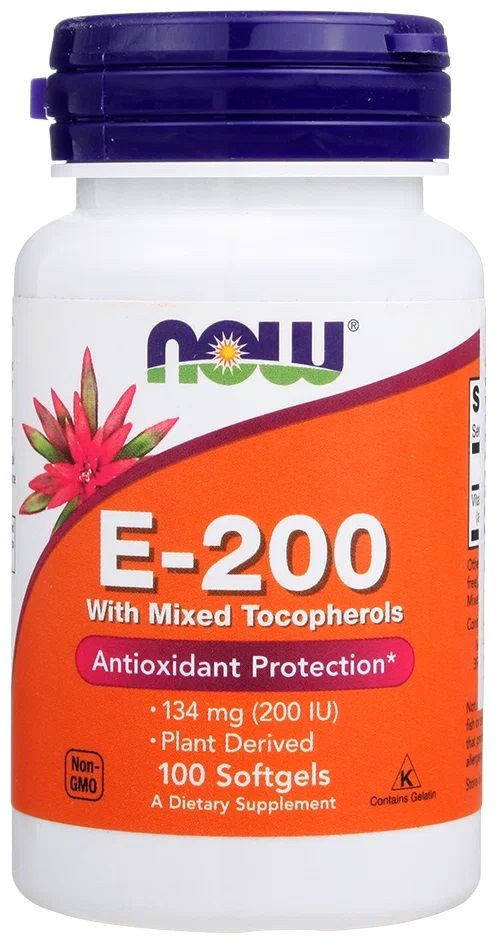 Now Vitamin E-200 Mixed Tocopherols 100 капсул