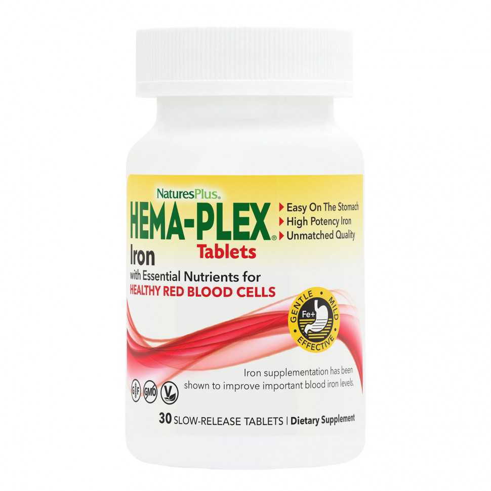 Nature's Plus Hema-Plex Iron, 30 таблеток
