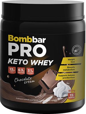 Коктейль протеиовый Bombbar со вкусом "Кето сливки-шоколад" 450г