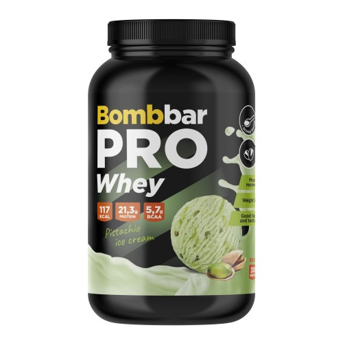 Коктейль белковый Bombbar Pro Whey 900 г, Фисташковое мороженое