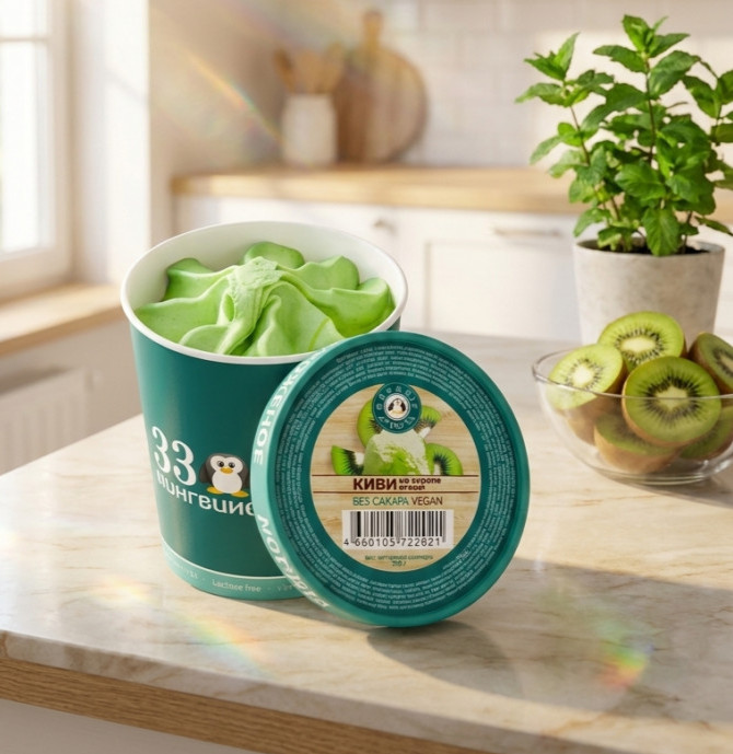 Мороженое  без лактозы Киви, "33 пингвина" 330 г
