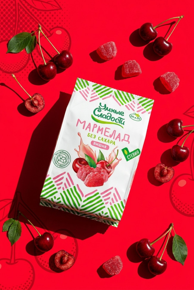 Мармелад "Умные сладости" желейно-формовой со стевией, со вкусом вишни, 150 г