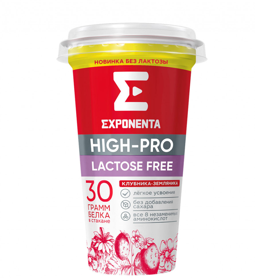Напиток Безлактозный EXPONENTA HIGH-PRO клубника-земляника, 250 г (2)