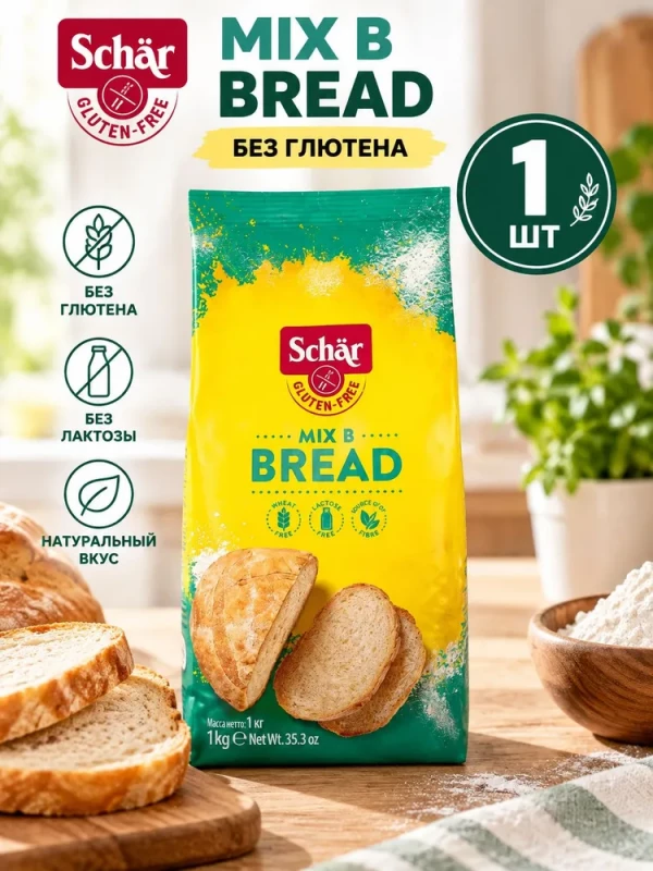 Mix B Bread-Mix мучная смесь для выпечки хлеба без глютена и лактозы Schaer, 1000 г 