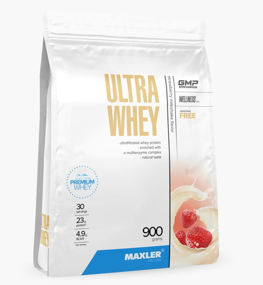 Maxler Ultra Whey пакет 900 г / Клубничный Милкшейк