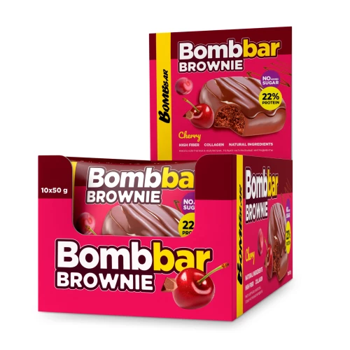 Протеиновый брауни Bombbar 50 г, Вишня